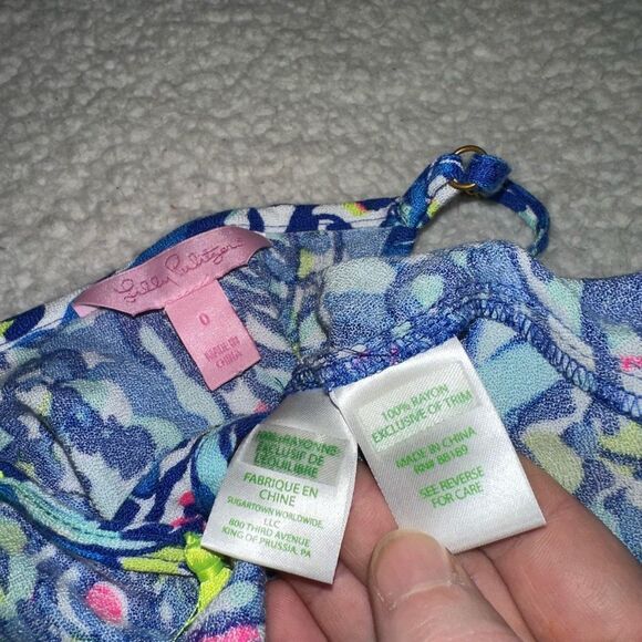 Lilly Pulitzer Ramona Crop Tassel Top Blue Ceviche Pattern Women’s Size 0 EUC - Picture 5 of 9